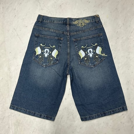 ROCAWEAR ロカウェア Denim Shorts ジーンズ ショートパンツ 刺繍ロゴ ウォッシュブルー (SJNS79)
