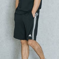 米国仕様 Adidas アディダス エッセンシャル 3ストライプ スウェット ショートパンツ 黒 GYM Shorts