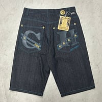 刺繍デザイン CROWN HOLDER クラウンホルダー Denim Shorts デニムショートパンツ (SJNS89)