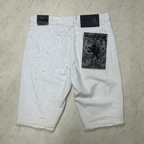 ROYAL BLUE Premium Denim ロイヤルブルー プレミアムデニム Ripped Shorts ダメージ ショートデニム (SJNS90)