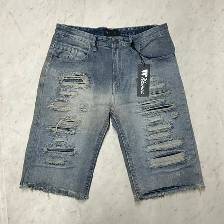米国発 WAIMEA ワイメア Damage Repair Shorts ダメージ リペア デニムショートパンツ (SJNS107)