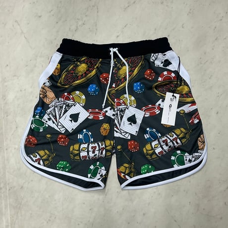 米国シカゴ発 Gunzinii ガンジーニ GUNZINII High Roller Shorts メッシュ ショートパンツ 総柄 (SJNS32)
