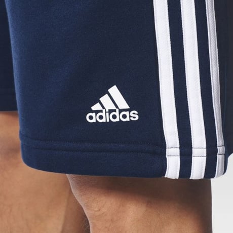 米国仕様 Adidas アディダス エッセンシャル 3ストライプ スウェット ショートパンツ 紺 GYM Shorts
