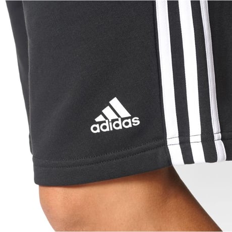 米国仕様 Adidas アディダス エッセンシャル 3ストライプ スウェット ショートパンツ 黒 GYM Shorts