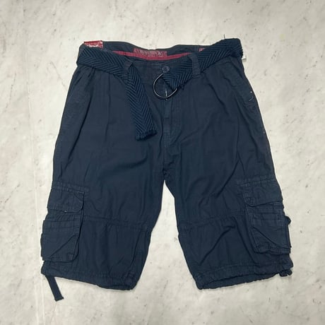 米国ブランド RESTRUCT リストラクト Military Utility Shorts ベルト付き カーゴショートパンツ 濃紺 (SJNS65)