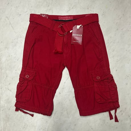 米国ブランド RESTRUCT リストラクト Military Utility Shorts ベルト付き カーゴショートパンツ 赤 (SJNS64)