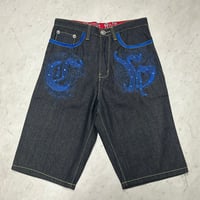 刺繍デザイン CROWN HOLDER クラウンホルダー Denim Shorts デニムショートパンツ (SJNS87)