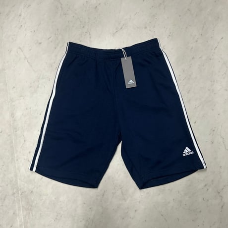 米国仕様 Adidas アディダス エッセンシャル 3ストライプ スウェット ショートパンツ 紺 GYM Shorts