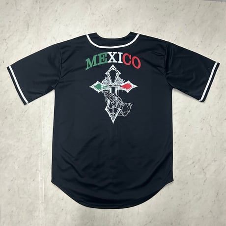 LA発 Mexico メキシコ 十字架 アンダーグラウンド グラフィック ベースボールシャツ (GFX-BB1)