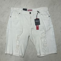 米国仕様 LEVERAGE レバレッジ Ripped Distressed Shorts ダメージ ショートデニム (SJNS92)