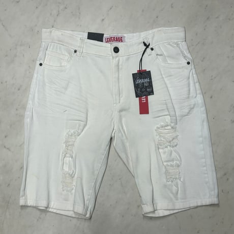 米国仕様 LEVERAGE レバレッジ Ripped Distressed Shorts ダメージ ショートデニム (SJNS92)