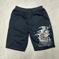 和柄 Japanese Art Print 鯉 Koi Fish グラフィックプリント 薄手 ショートパンツ グレー (SJNS136)