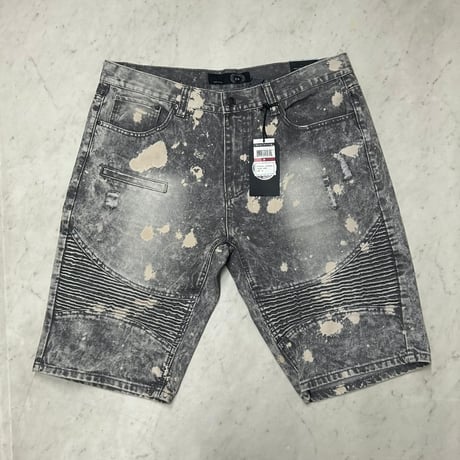 米国発 Maxi Milian NY マキシミリアン Distressed Biker Denim Shorts バイカーデニムショーツ (SJNS97)