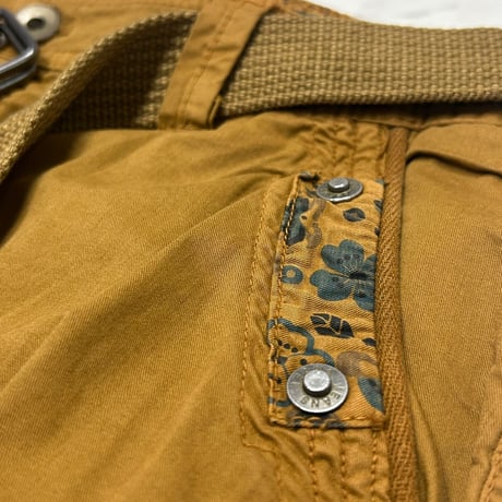 米国仕様 Lee HanTon リーハントン Cargo Shorts  ベルト付き カーゴショートパンツ マスタード (SJNS62)