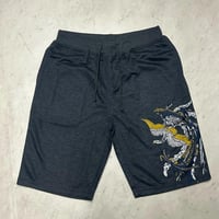 和柄 Japanese Art Print 鳳凰 Phoenix グラフィックプリント 薄手 ショートパンツ グレー (SJNS141)