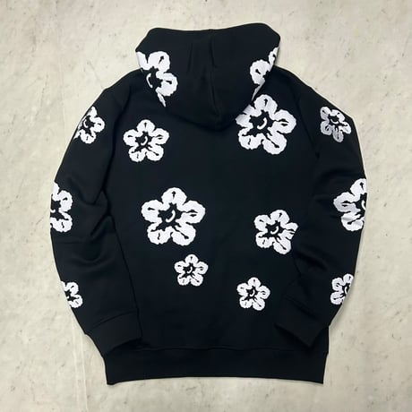 米国ブランド FWRD Denim NY 花柄 プルオーバー スウェット セットアップ Flower Sweatsuit 黒 (SET51)
