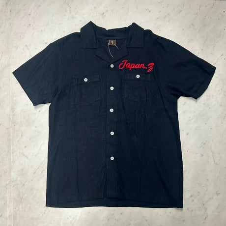 JAPAN 横須賀名物 スカシャツ 開襟シャツ 和柄 SUKA Shirts 刺しゅう 鯉 コイ KOI FISH 黒 (SKS3)