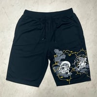 和柄 Japanese Art Print 風神雷神 Raijin グラフィックプリント 薄手 ショートパンツ (SJNS138)