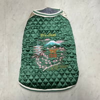 横須賀発祥スカジャン 犬バージョン DOG SUKAJAN 刺繍 富士山 Mt,FUJI ベロア素材 緑