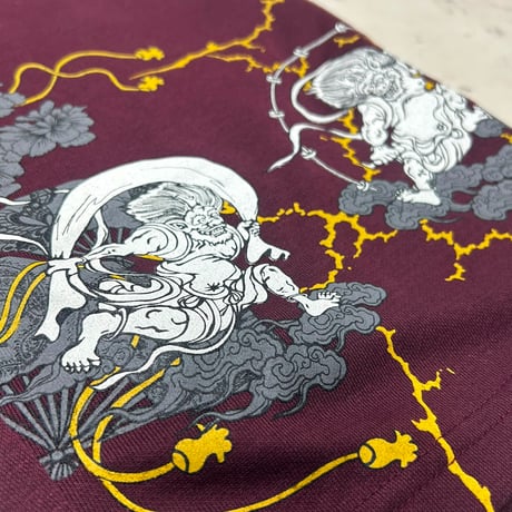 和柄 Japanese Art Print 風神雷神 Raijin グラフィックプリント 薄手 ショートパンツ (SJNS140)