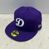 米国仕様 59FIFTY ニューエラ Newera LA Dodgers ロサンゼルス ドジャース 特別色 Dロゴ キャップ 紫 (15-57)