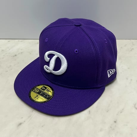 米国仕様 59FIFTY ニューエラ Newera LA Dodgers ロサンゼルス ドジャース 特別色 Dロゴ キャップ 紫 (15-57)