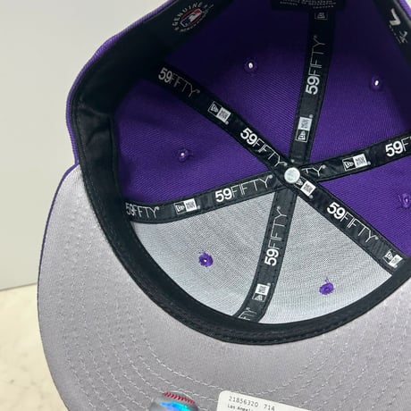 米国仕様 59FIFTY ニューエラ Newera LA Dodgers ロサンゼルス ドジャース 特別色 Dロゴ キャップ 紫 (15-57)