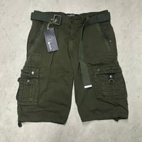 米国仕様 Lee HanTon リーハントン Cargo Shorts  ベルト付き カーゴショートパンツ ミリタリーグリーン (SJNS104)