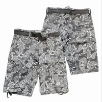 米国仕様 JMC ベルト付き ペイズリー Paisley カーゴショートパンツ Cargo Shorts チャコールグレー (SJNS30)