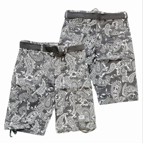 米国仕様 JMC ベルト付き ペイズリー Paisley カーゴショートパンツ Cargo Shorts チャコールグレー (SJNS30)
