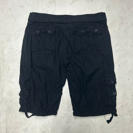 米国ブランド RESTRUCT リストラクト Military Utility Shorts ベルト付き カーゴショートパンツ 黒 (SJNS63)