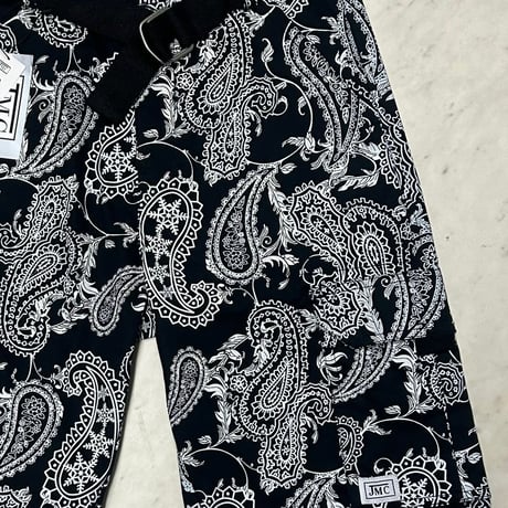 米国仕様 JMC ベルト付き ペイズリー Paisley カーゴショートパンツ Cargo Shorts 黒 (SJNS29)