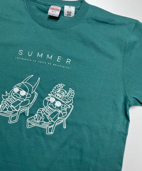 ぷにっと夏だぜ！Tシャツ(ヘイジーグリーン×ホワイト)