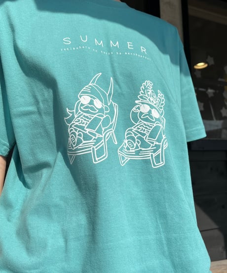 ぷにっと夏だぜ！Tシャツ(ヘイジーグリーン×ホワイト)