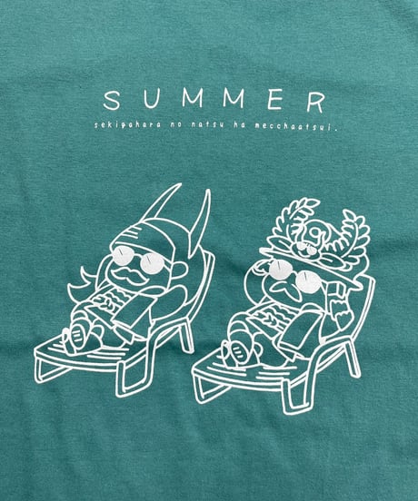 ぷにっと夏だぜ！Tシャツ(ヘイジーグリーン×ホワイト)