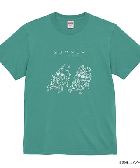 ぷにっと夏だぜ！Tシャツ(ヘイジーグリーン×ホワイト)