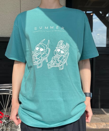 ぷにっと夏だぜ！Tシャツ(ヘイジーグリーン×ホワイト)