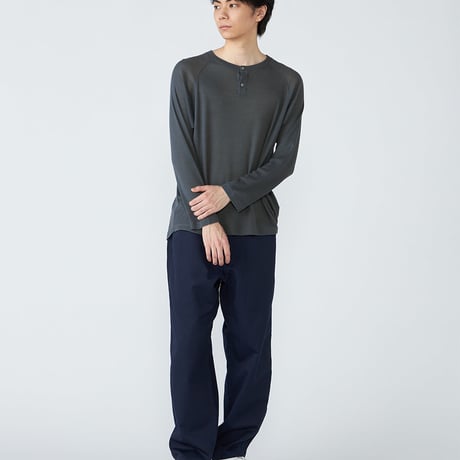 SN／JP 170 ウールワッフル スナップ ヘンリーネック ロングスリーブ（ユニセックス）