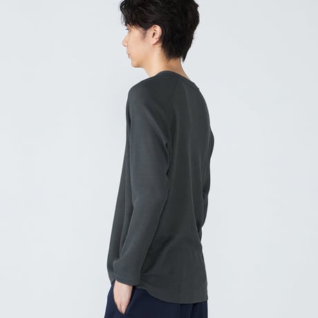 SN／JP 170 ウールワッフル スナップ ヘンリーネック ロングスリーブ（ユニセックス）