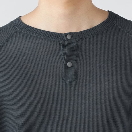 SN／JP 170 ウールワッフル スナップ ヘンリーネック ロングスリーブ（ユニセックス）