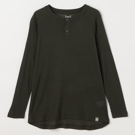 SN／JP 170 ウールワッフル スナップ ヘンリーネック ロングスリーブ（ユニセックス）