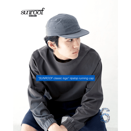 "sunroof classic logo" ripstop running cap (GRAY)