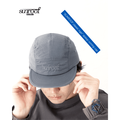 "sunroof classic logo" ripstop running cap (GRAY)