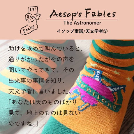 【再販＆新色】ST07 ストーリーソックス（アシンメトリーデザイン）【イソップ寓話】天文学者