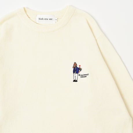 6th Anniversary serial number knit＆Sticker　［ivory］