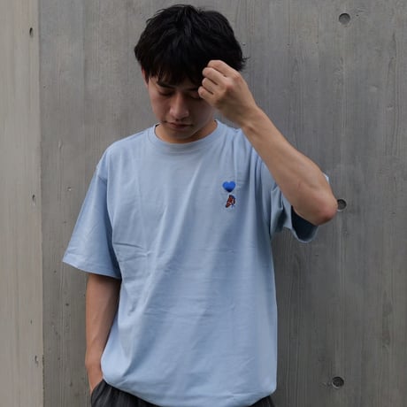 organic cotton artist house＆♡ S/S Tee 　[DUSTY BLUE]　HEV-24018