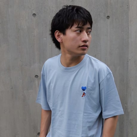 organic cotton artist house＆♡ S/S Tee 　[DUSTY BLUE]　HEV-24018