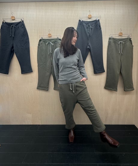 秋冬の味方！超暖ボトムス・サルエル型イージーパンツ　モスグリーン
