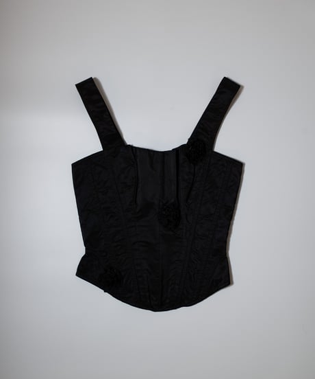 Cadolle Satin Corset Black Flower
