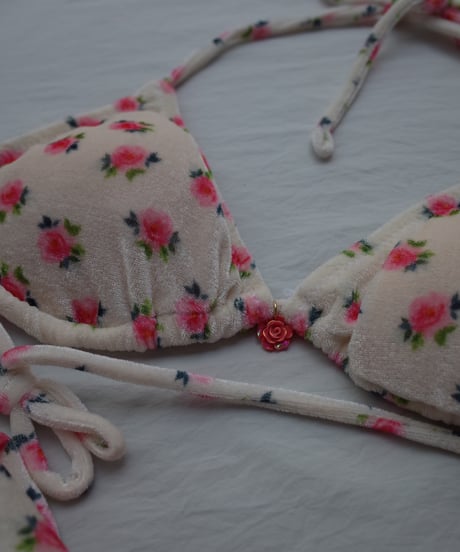 Flower Print Bikini Set in White/Pink